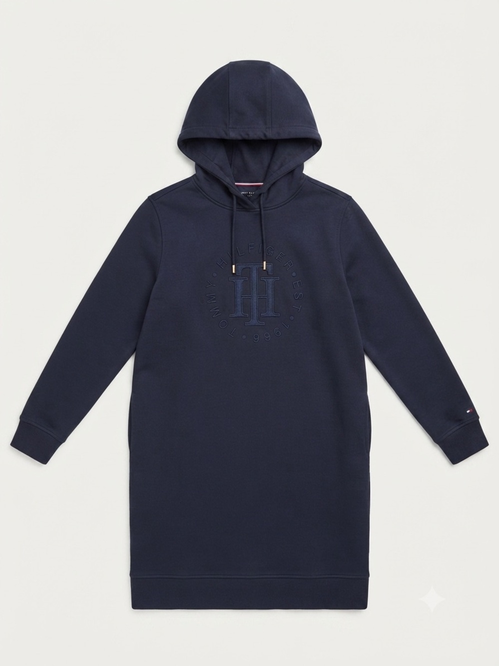 Tommy Hilfiger Navy Blue Hoodie Dress Sweatshirt Women Size S Athletic Casual